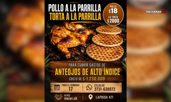 Venta de pollos en Charata para costear anteojos