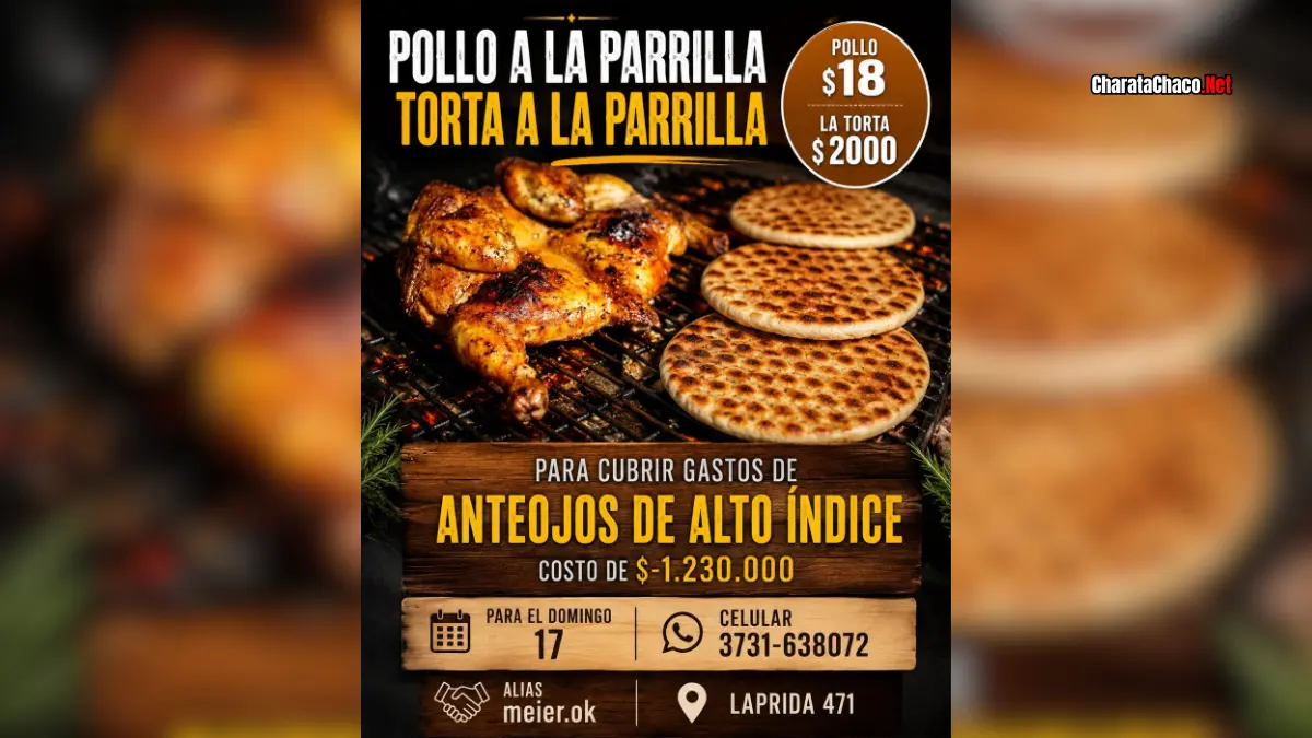 Venta de pollos en Charata para costear anteojos