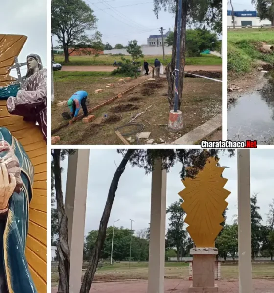 Restauración de la Virgen del acceso a Charata: Caballeros de María y el Municipio