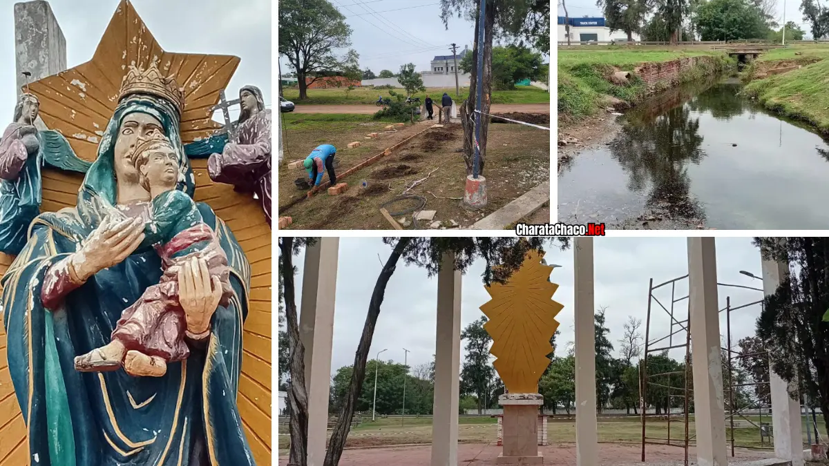 Restauración de la Virgen del acceso a Charata: Caballeros de María y el Municipio