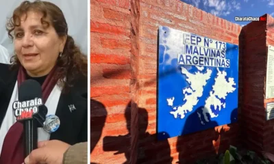 Escuela 173 de Charata: el mural Malvinas y la bandera que los niños izarán cada día