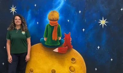 Mural El Principito en la UEGP 57 de Charata: la obra de Flavia Pellegrini