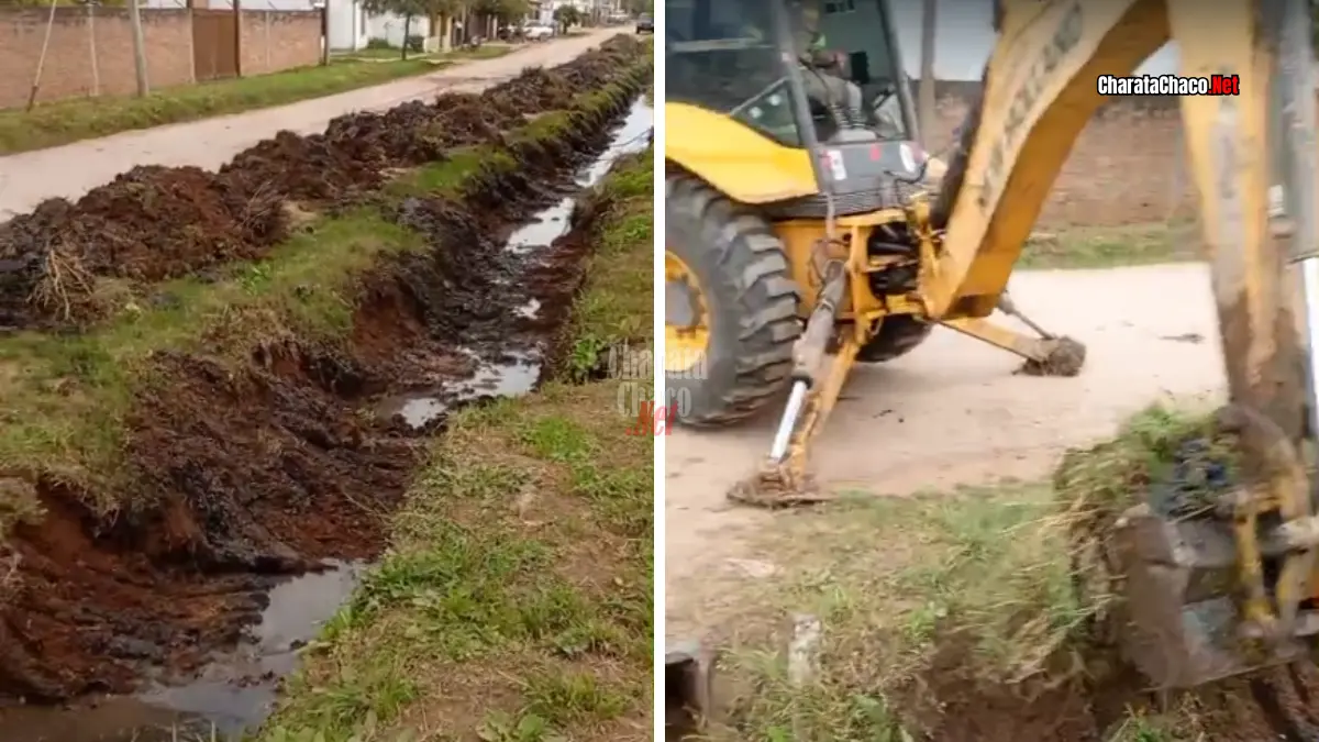 Obras de desagüe en Charata: terminaron dos canales y avanzan desde Pampa del Cielo