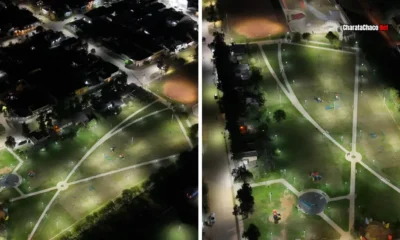 Charata: mejoras de alumbrado en la Plaza de la Familia del Ferrocarril