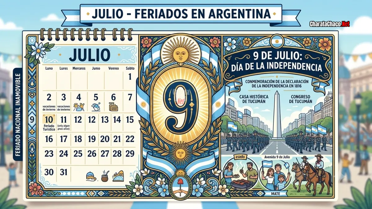 Feriados julio 2026 en el Chaco: fin de semana largo y vacaciones de invierno