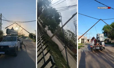 Charata: trabajos tras la caída de postes por el viento