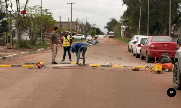 Charata instaló reductores de velocidad frente a una escuela