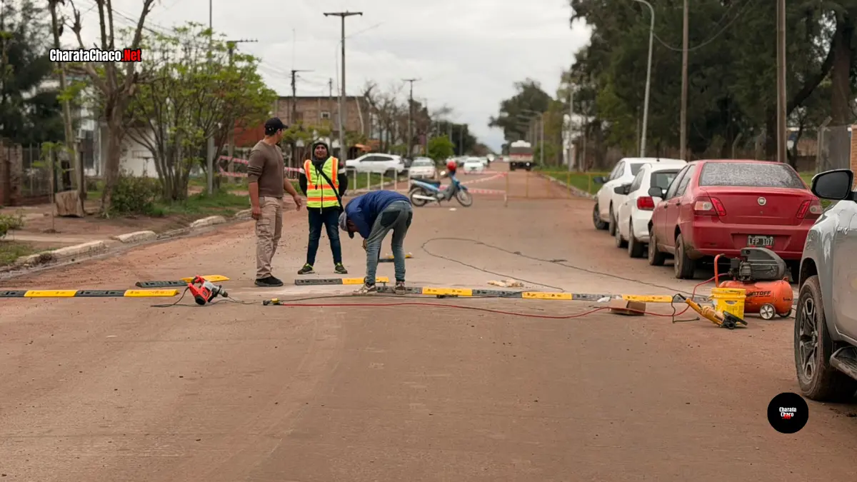 Charata instaló reductores de velocidad frente a una escuela