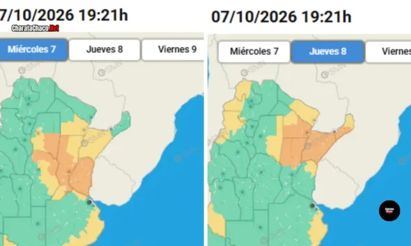 Alerta naranja en Chaco: tormentas para este jueves 8