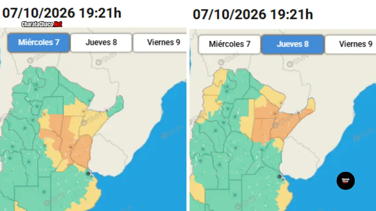 Alerta naranja en Chaco: tormentas para este jueves 8