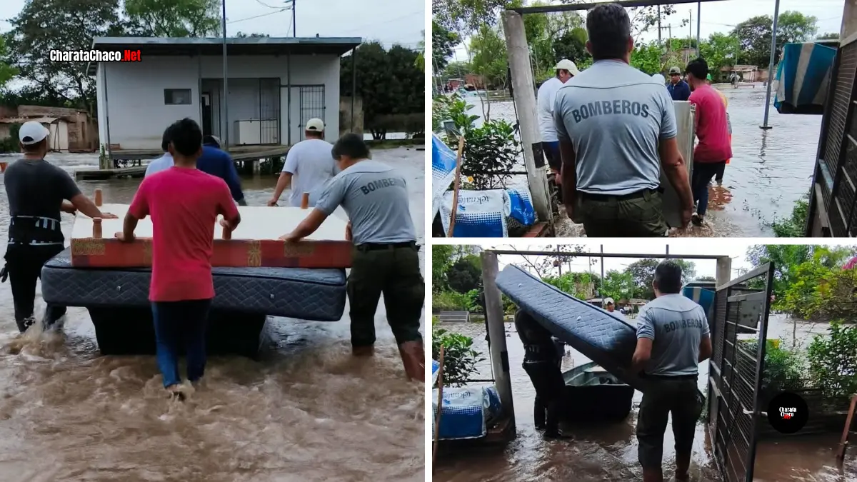Bomberos asistieron a familias por la crecida del Paraná