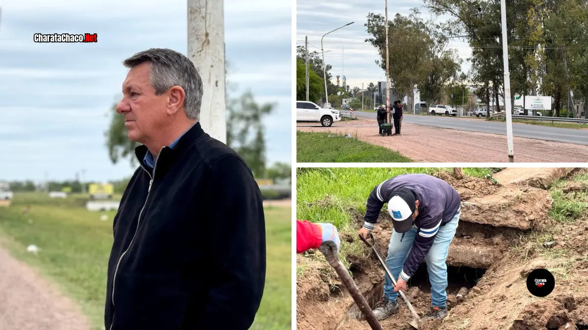 Desagües e iluminación en Charata: Rach recorrió las obras